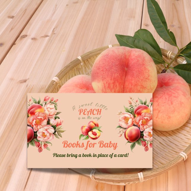 Carte D'accompagnement Little Peach Floral Books for Baby shower Game (Créateur téléchargé)