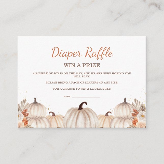 Carte D'accompagnement Little Pumpkin Baby Shower Diaper Raffle Ticket (Devant)