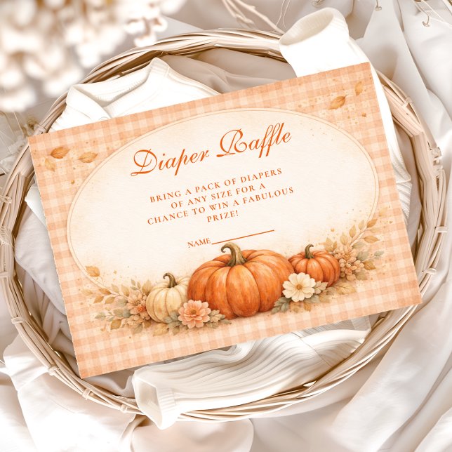 Carte D'accompagnement Little Pumpkin Gingham Fall Diapper Raffle (Créateur téléchargé)