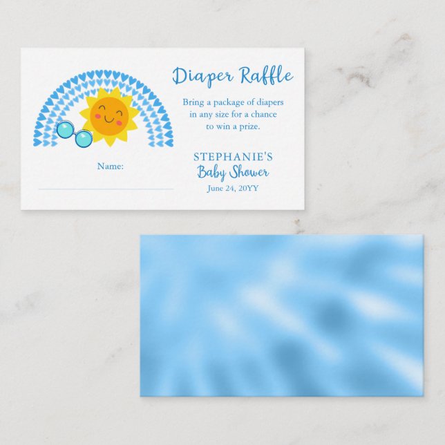 Carte D'accompagnement Little Ray of Sunshine Baby shower Déchets Raffle (Devant / Derrière)