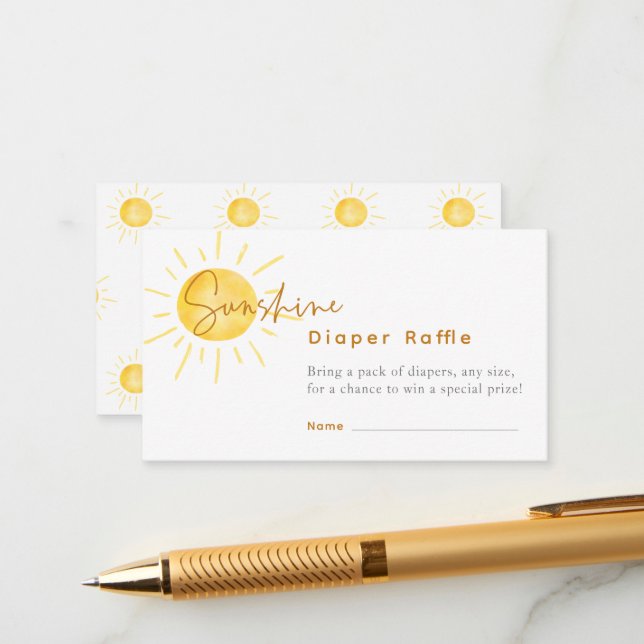Carte D'accompagnement Little Ray of Sunshine Baby shower Déchets Raffle (Devant/Arrière en situation)