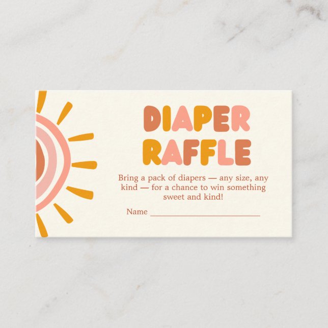 Carte D'accompagnement Little Ray of Sunshine Boho Sun Baby Diaper Raffle (Devant)
