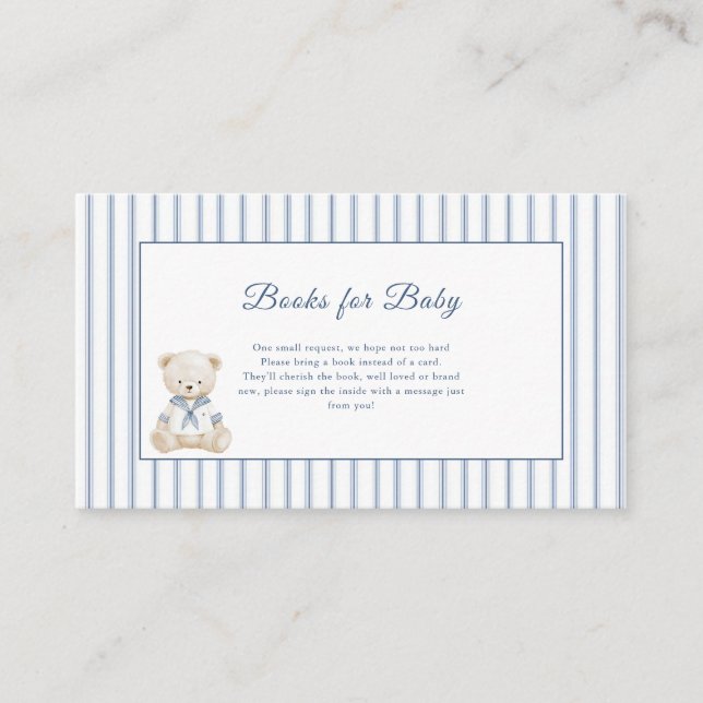 Carte D'accompagnement Little Sailor Coastal Baby Shower  Enclosure Card (Devant)