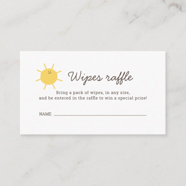 Carte D'accompagnement Little Sunshine Baby shower linges Raffle (Devant)