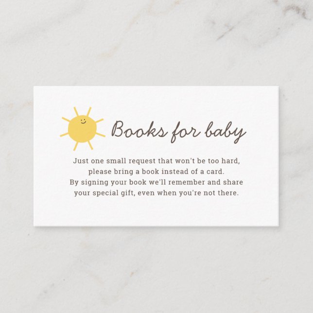 Carte D'accompagnement Little Sunshine Livres Pour Baby Book Demande Card (Devant)