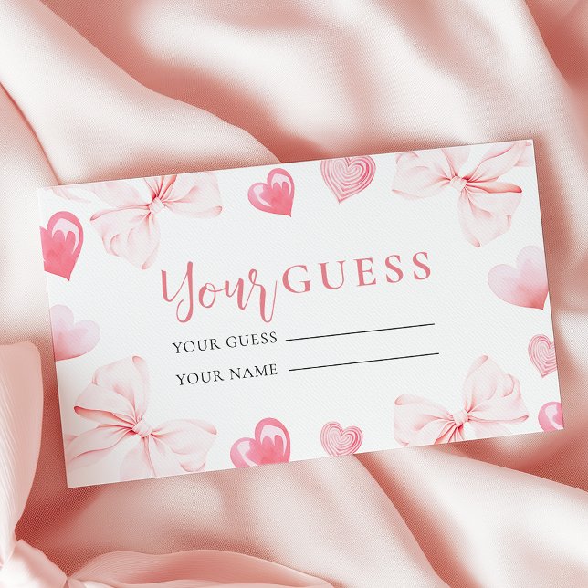 Carte D'accompagnement Little Sweetheart Answer Card Pink Bow Baby Shower (Créateur téléchargé)