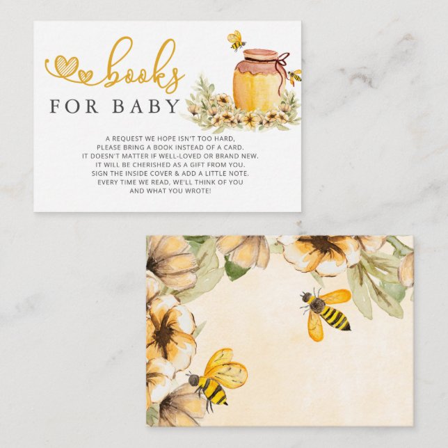 Carte D'accompagnement Little Sweetie Honeybee Baby shower Demande de rés (Devant / Derrière)