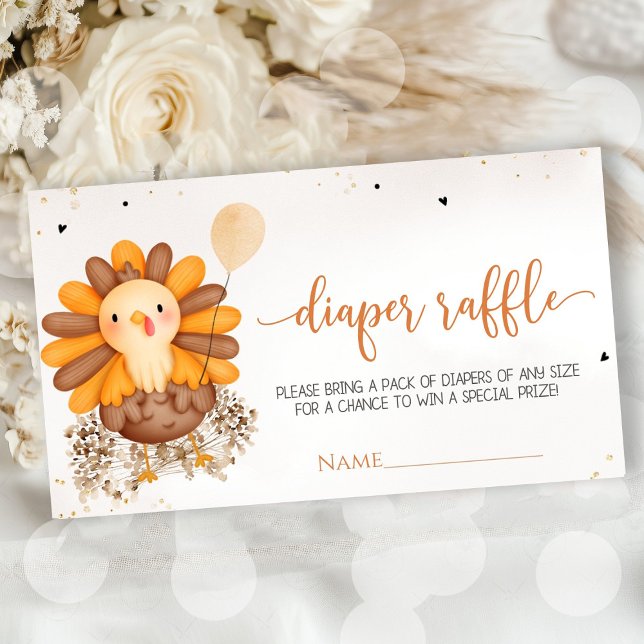 Carte D'accompagnement Little Turkey Baby shower Thanksgiving Diaper Raff (Little Turkey baby shower Thanksgiving diaper raffle enclosure card with turkey design, warm autumn )
