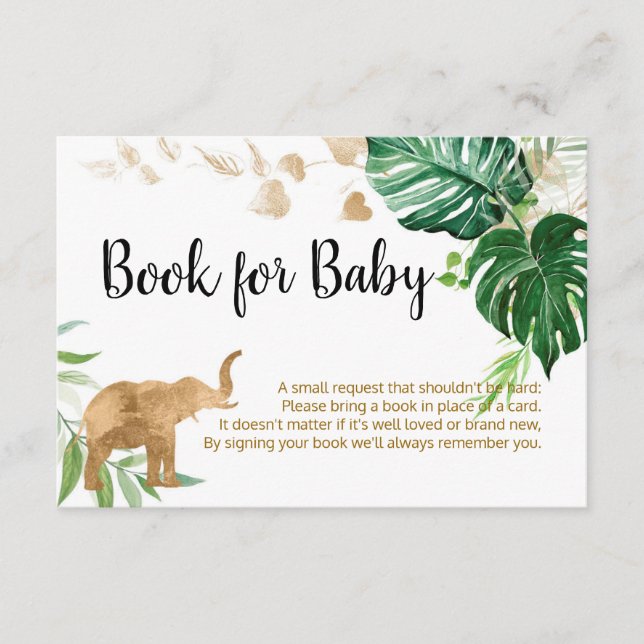 Carte D'accompagnement Livre Baby shower Gold Safari pour Baby Card (Devant)