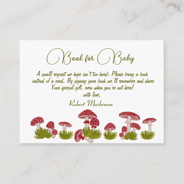 Carte D'accompagnement Livre cadeau Baby shower Fly Mushroom Goblincore (Devant)