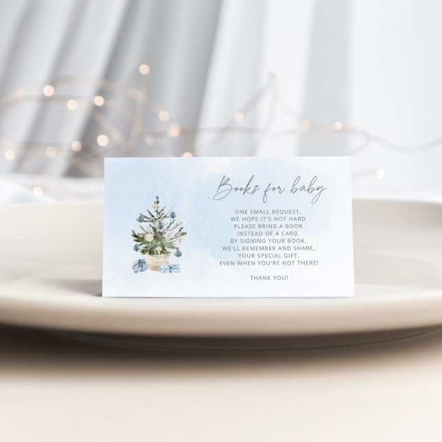 Carte D'accompagnement Livre d'arbre de Noël bleu hiver pour bébé (Créateur téléchargé)