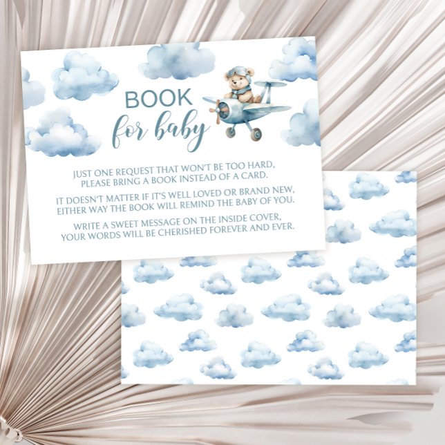 Carte D'accompagnement Livre d'avion Teddy pour bébé boy shower (Créateur téléchargé)