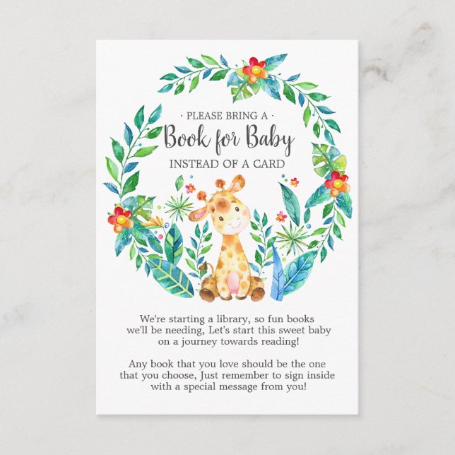 Carte D'accompagnement Livre de Baby shower de la Jungle Giraffe pour Bab (Devant)