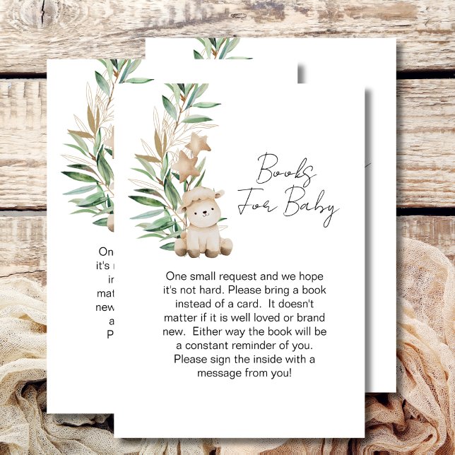 Carte D'accompagnement livre de baby shower douce petit agneau vert (Créateur téléchargé)