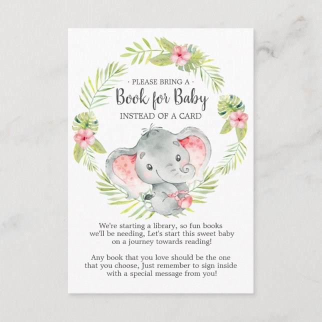 Carte D'accompagnement Livre de Baby shower Jungle Elephant pour Baby Car (Devant)