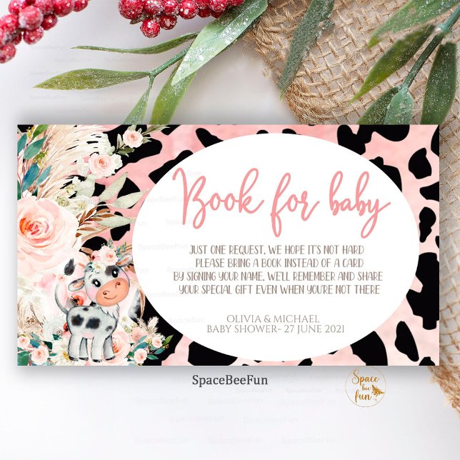 Carte D'accompagnement Livre de Baby shower Saint-Vache pour bébé Request (Holy Cow Baby Shower,Girl Boho,book for baby Request,Enclosure Card,Baby Shower ,Boho Baby Shower,Cu)
