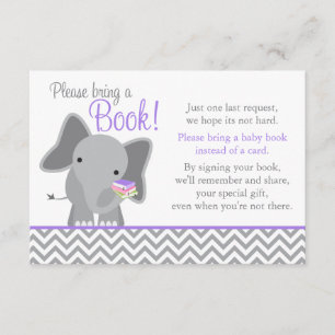 Carte D'accompagnement Livre de Baby showers de filles pourpres Chevron