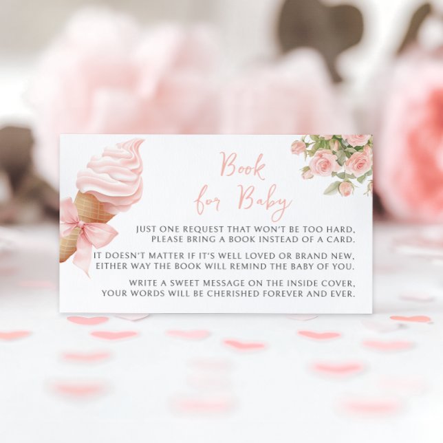 Carte D'accompagnement Livre de crème glacée rose été pour bébé fille Dou (Créateur téléchargé)