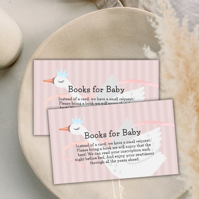 Carte D'accompagnement Livre De Cygne Rose Princess Pour Baby shower (Pink Princess Swan Books For Baby Shower Enclosure Card)