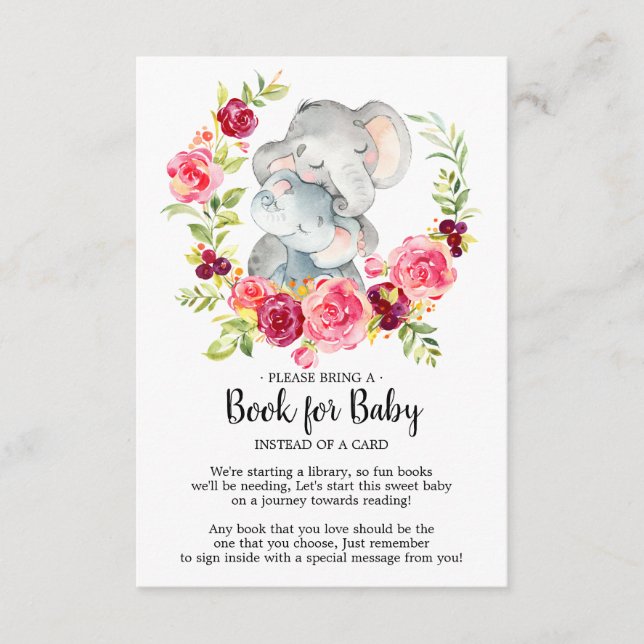 Carte D'accompagnement Livre de douche pour bébé maman & bébé éléphant po (Devant)