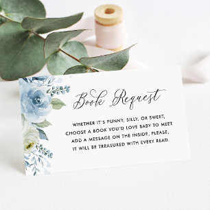 Carte D'accompagnement Livre de fleurs blanches et bleues à l'aquarelle d