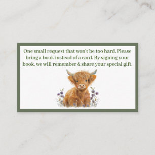 Carte D'accompagnement Livre de verdure Highland Cow pour bébé