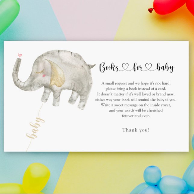 Carte D'accompagnement Livre d'éléphants en ballons d'argent pour billet  (Créateur téléchargé)
