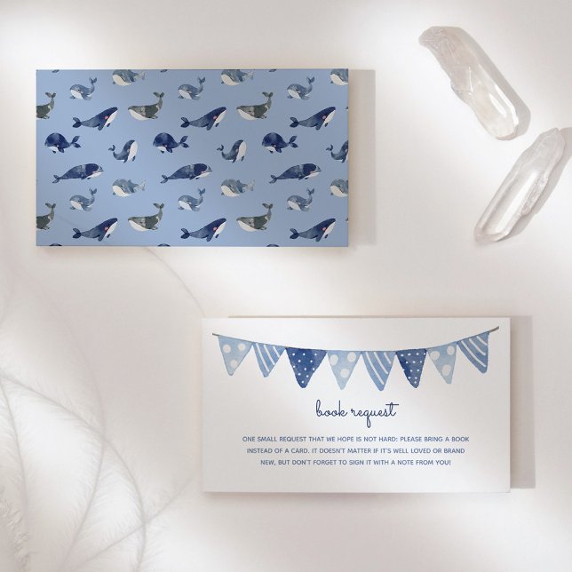 Carte D'accompagnement Livre demandé pour la Baby Shower Baleine Bleue (Créateur téléchargé)