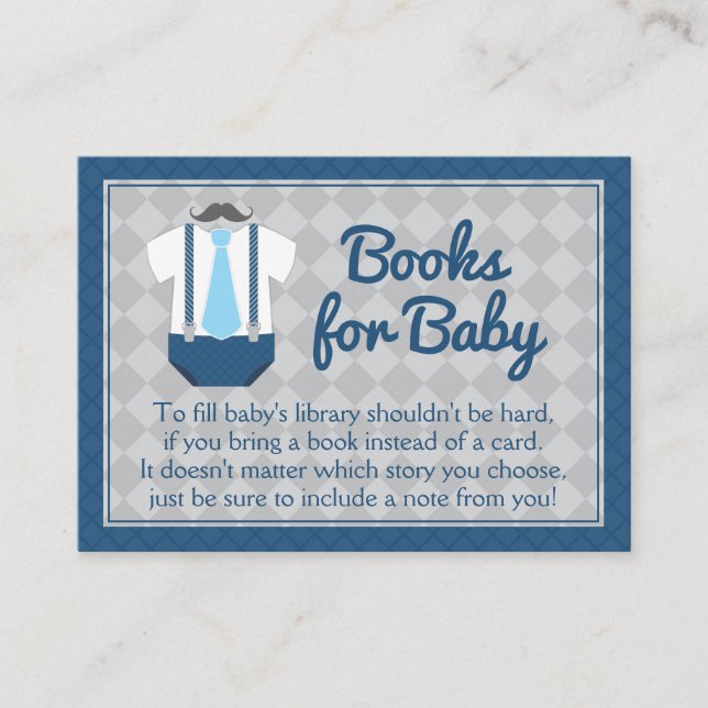 Carte D'accompagnement Livre demandé pour la douche de bébé Little Man (Devant)