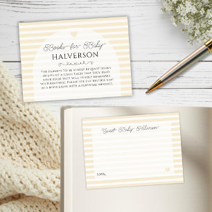 Carte D'accompagnement Livre demandé pour une baby shower jaune moderne