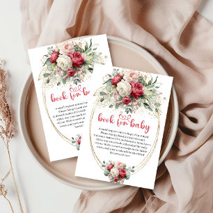 Carte D'accompagnement Livre minimal burgundy blush verdure pour bébé