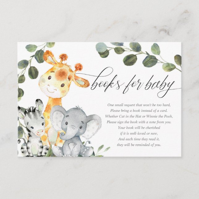 Carte D'accompagnement Livre safari pour bébés sans distinction de sexe (Devant)