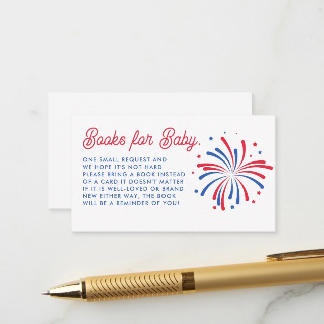 Carte D'accompagnement Livres 4 juillet Baby shower modernes pour bébé (Devant/Arrière en situation)