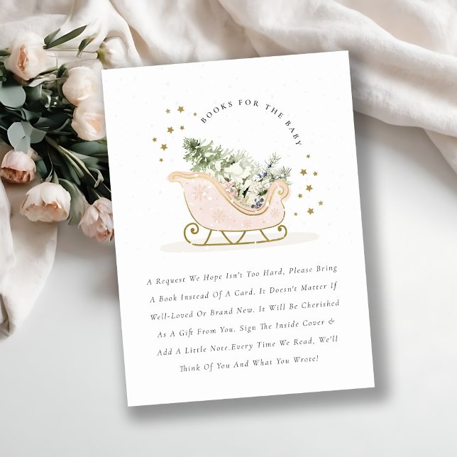 Carte D'accompagnement Livres à bascule d'hiver rose pour Baby shower (Créateur téléchargé)