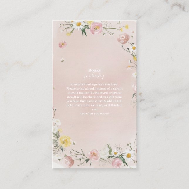Carte D'accompagnement Livres à cadres floraux fleurs sauvages pour bébé (Devant)