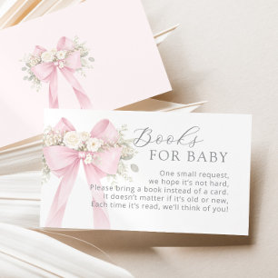 Carte D'accompagnement Livres à nœud papillon rose coquette pour bébé