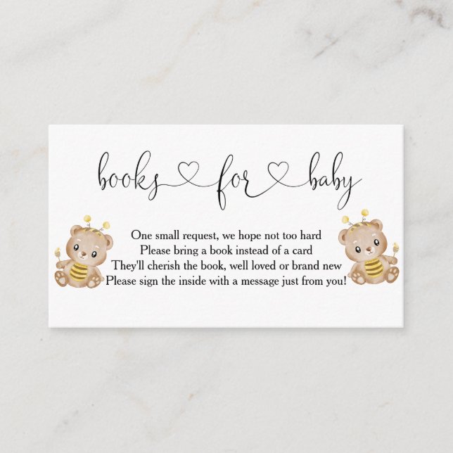Carte D'accompagnement Livres À Ours De Miel Pour Bébé (Devant)
