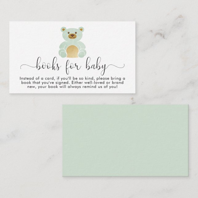 Carte D'accompagnement Livres À Ours En Teddy De Monnaie Pour Baby shower (Devant / Derrière)