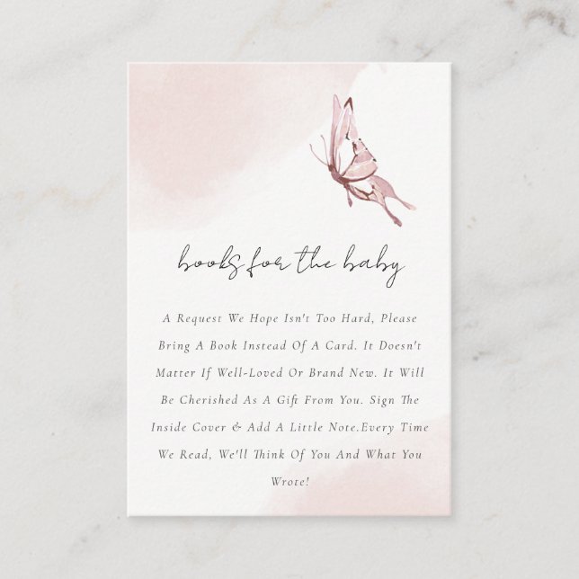 Carte D'accompagnement Livres À Papillon Doux Pour Baby shower (Devant)