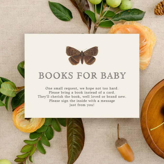 Carte D'accompagnement Livres à papillons en bois pour le Baby shower (Créateur téléchargé)