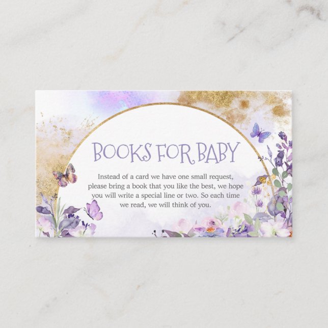 Carte D'accompagnement Livres à papillons floraux enchantés pour bébé (Devant)