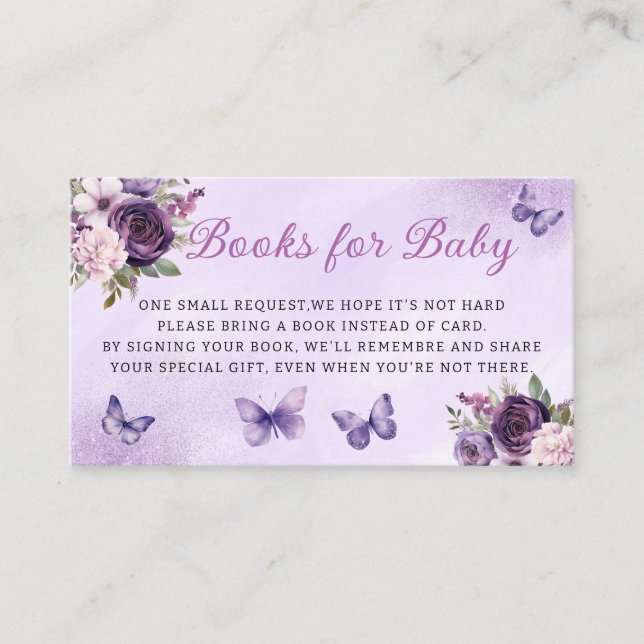 Carte D'accompagnement Livres à papillons floraux modernes pour Baby show (Devant)
