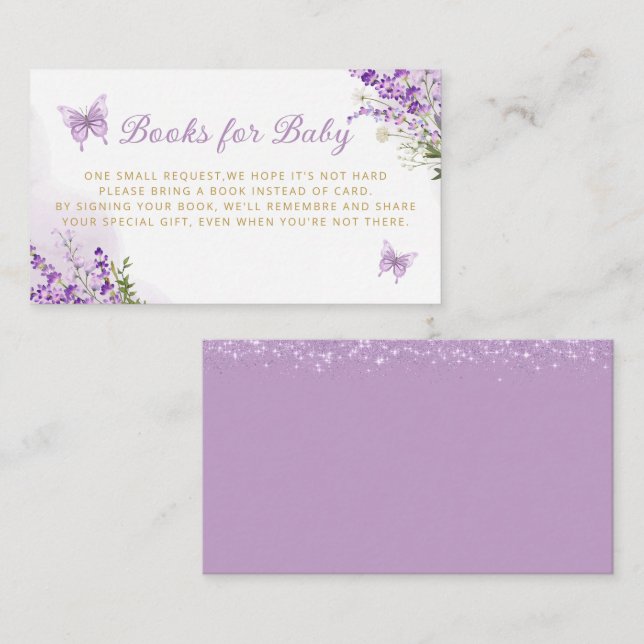 Carte D'accompagnement Livres à papillons floraux mou pour bébé (Devant / Derrière)