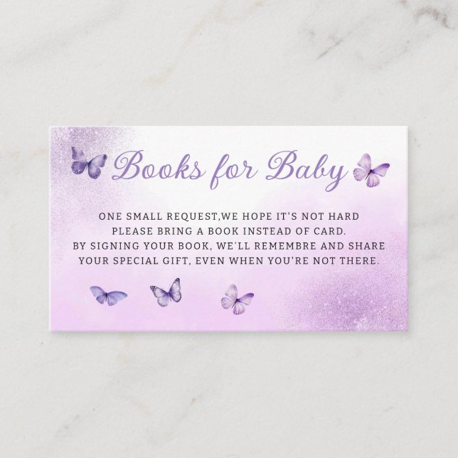 Carte D'accompagnement Livres à papillons mignons Boho violet pour bébé (Devant)
