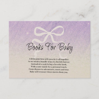 Carte D'accompagnement Livres à ruban dégradé de lilas pailleté pour bébé