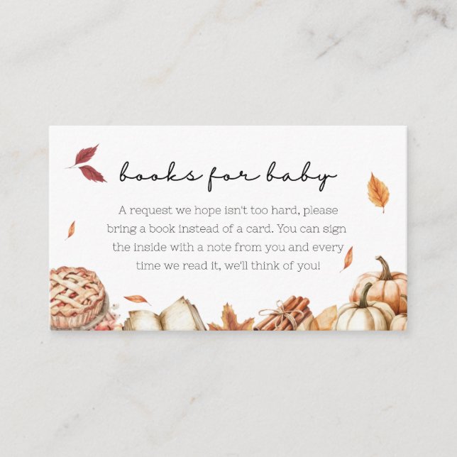 Carte D'accompagnement Livres À Tarte Cutie Pour Baby shower Bébé Automne (Devant)
