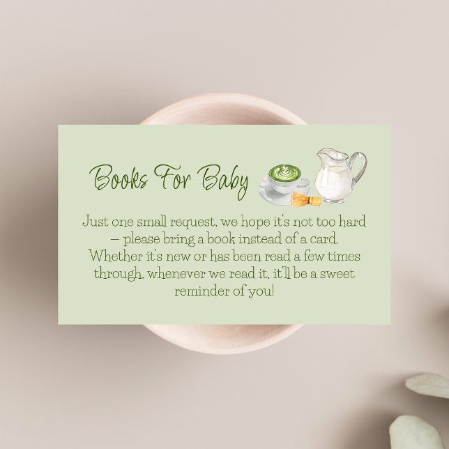 Carte D'accompagnement Livres À Thème Matcha Pour Baby shower (Créateur téléchargé)