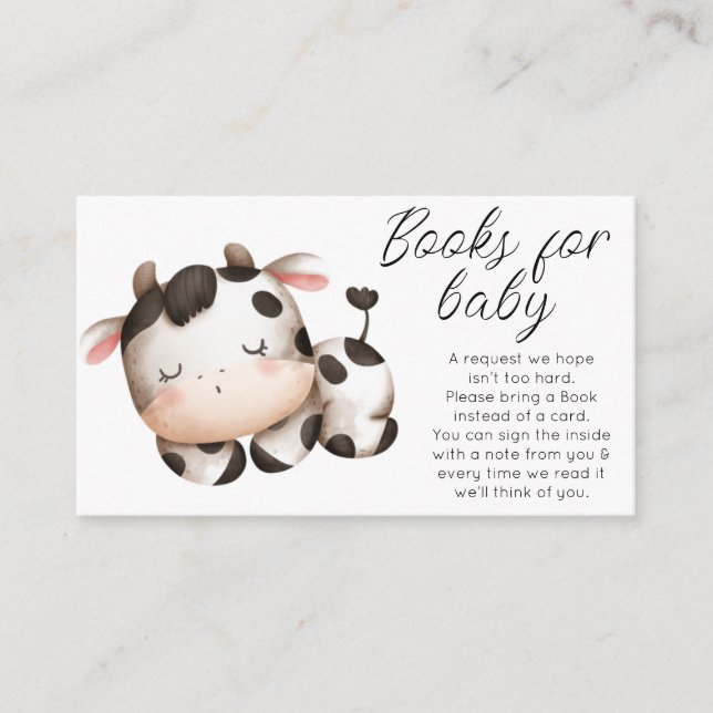Carte D'accompagnement Livres à thème pour vache pour baby shower bébé (Devant)