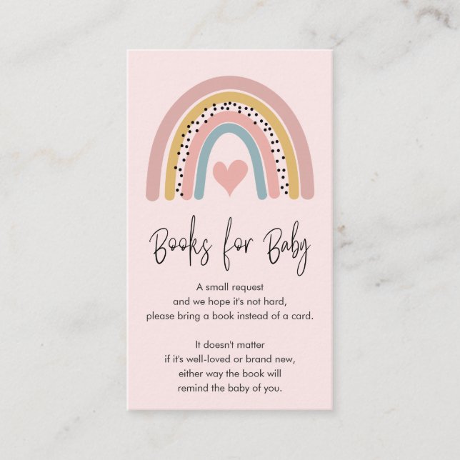 Carte D'accompagnement Livres Abstraits en Baby shower rose arc-en-ciel p (Devant)