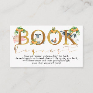 Carte D'accompagnement Livres animaux de ferme demande baby shower insert